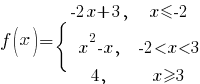 f(x)=lbrace{matrix{3}{2} {{-2x+3,} {x<=-2} {x^2-x,} {-2<x<3} {4,} {x>=3}}}